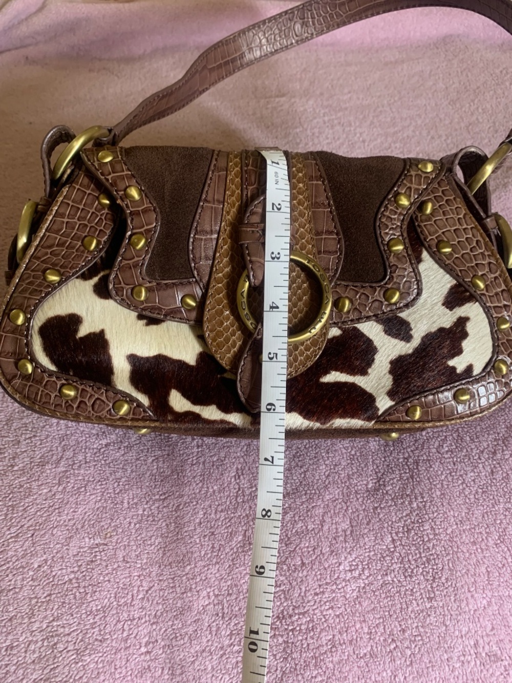 TOSCA BLU Brown Leather & Cowhide Shoulder Bag - Picture 8 of 10